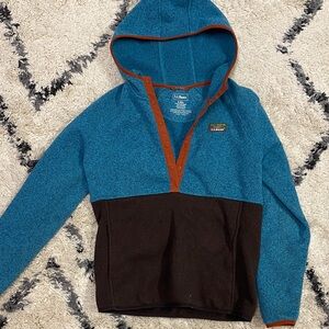 L.L. Bean Teal and Dark Brown Pullover Jacket Pocket and Snaps